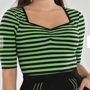 Hell Bunny Warlock Striped Green and Black Top